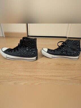 Converse Black High-Top Sneakers with Matte Stud Embellishments